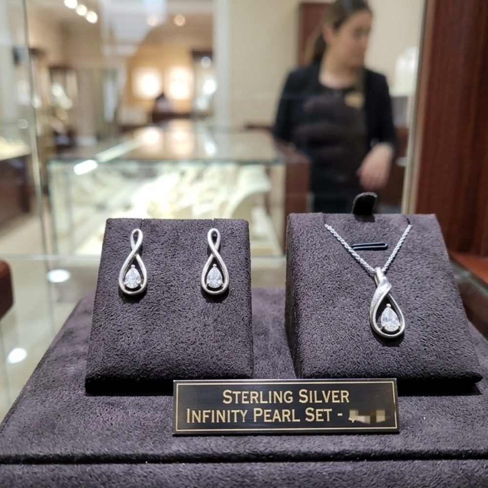 Sterling Silver Infinity Cz Jewelry Set